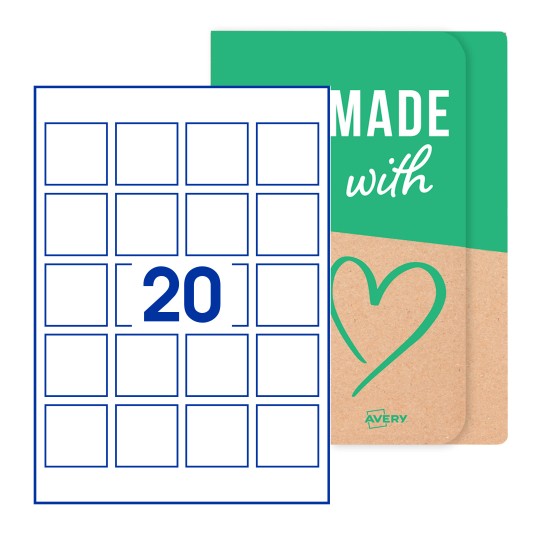 Etiquettes vierges 45x45mm - Etiquettes carrées vierges 45x45 mm en planche A4 