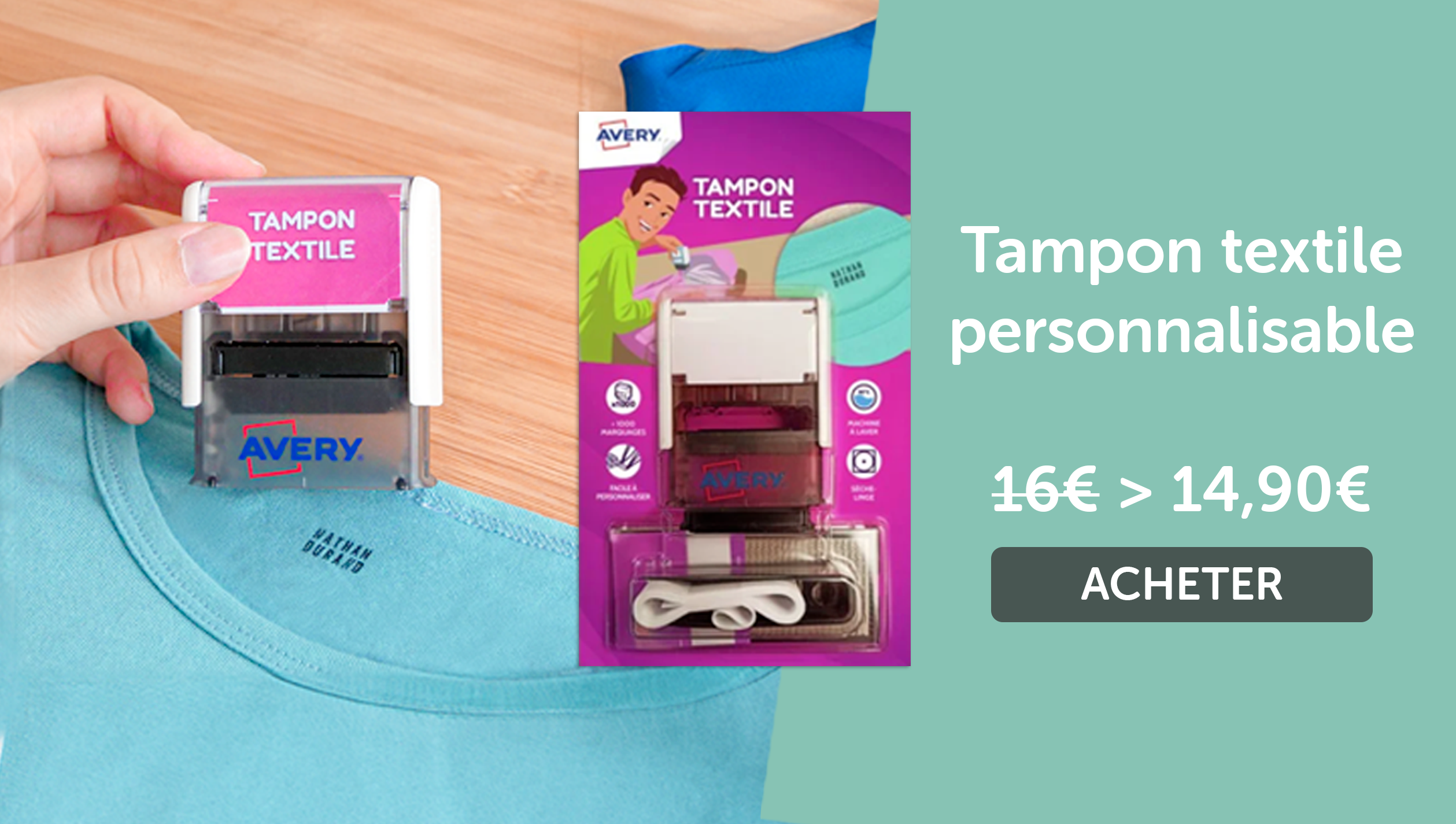 Tampon pour textile personnalisable pour vêtements d'enfant