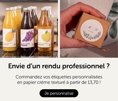 Etiquettes personnalisées en papier crème texturé