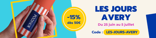 -15% dès 50€ d'achats avery étiquettes