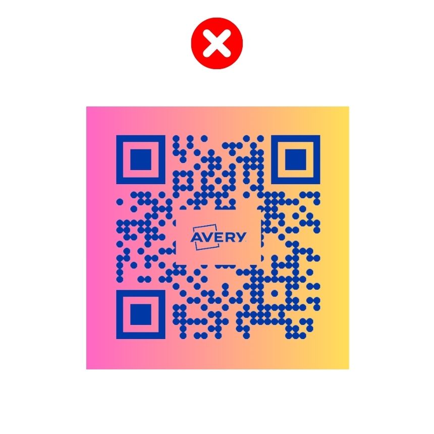 ERREUR : le QR code est sur un arrière-plan avec un dégradé de couleurs
