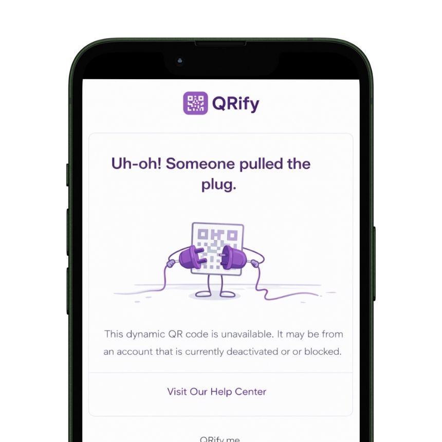 page introuvable en raison d'un problème avec le lien de redirection du QR code
