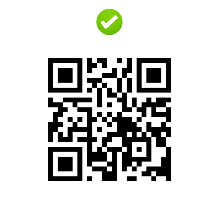 VALIDE : le QR code est de couleur noire sur un arrière-plan de couleur blanche