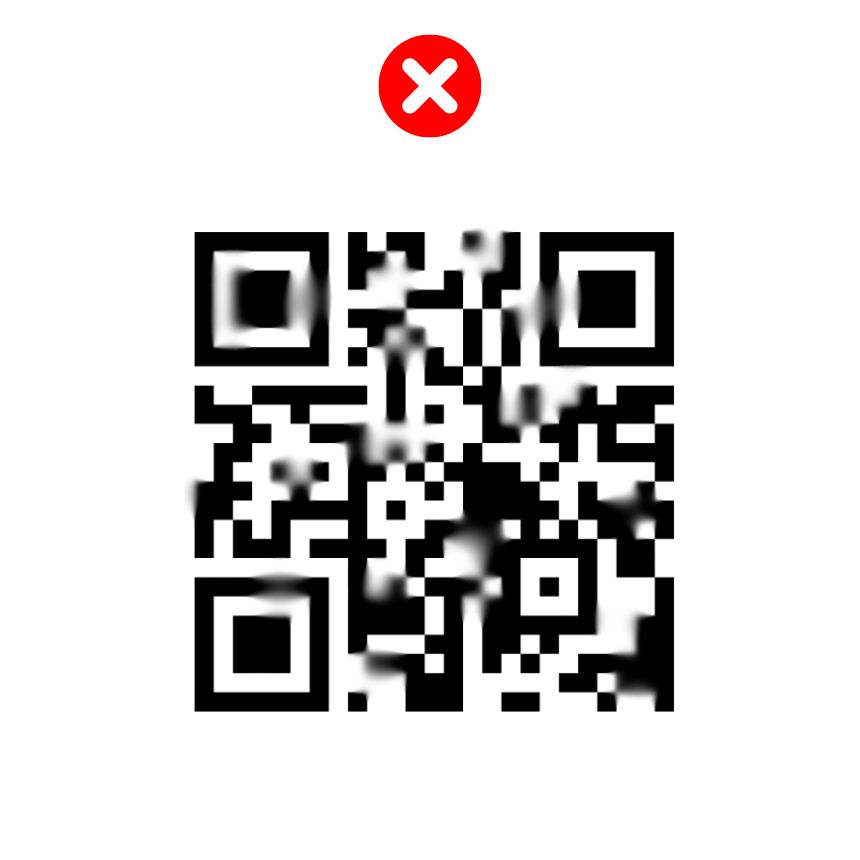 ERREUR : le QR code est flou ou présente des bavures d'encre