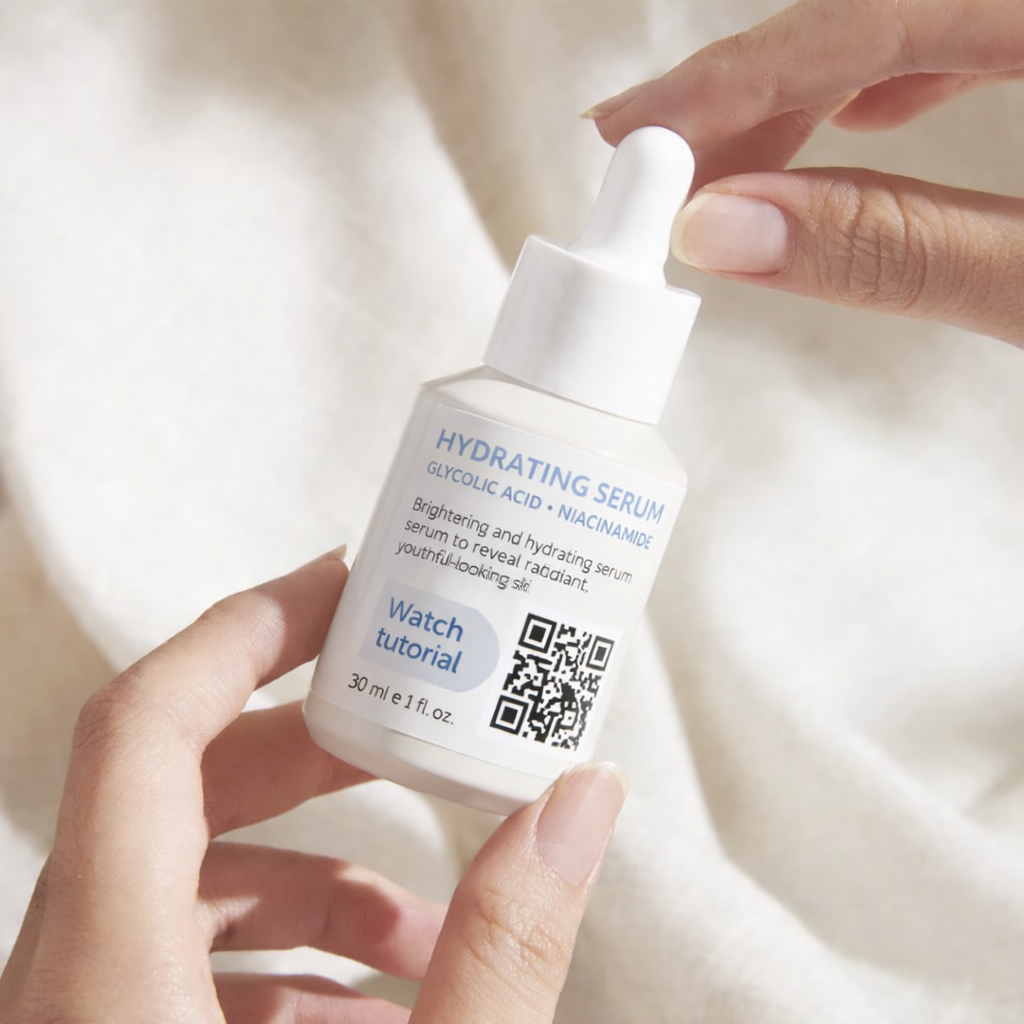 QR code sur l'étiquette du produit cosmétique