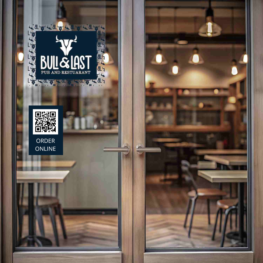 QR code sur une vitrine de restaurant