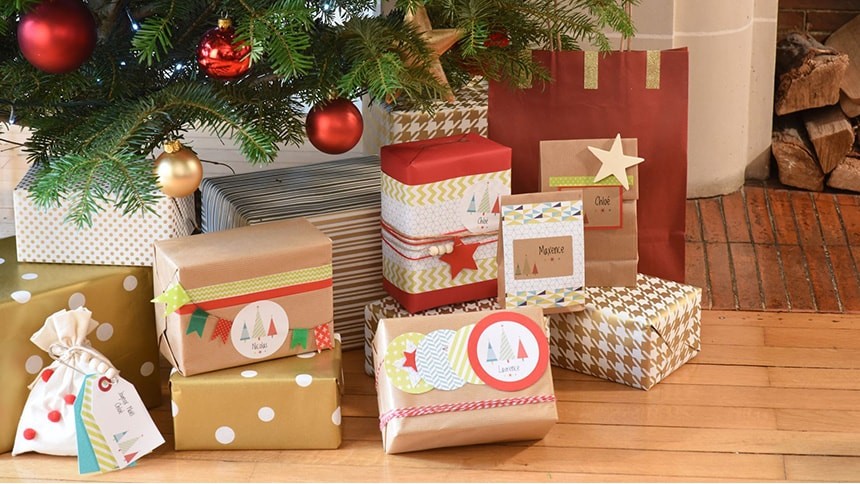 etiquettes cadeaux noel