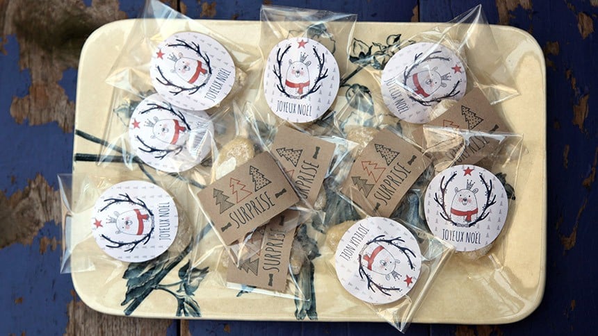 decoration noel sachets etiquettes rondes
