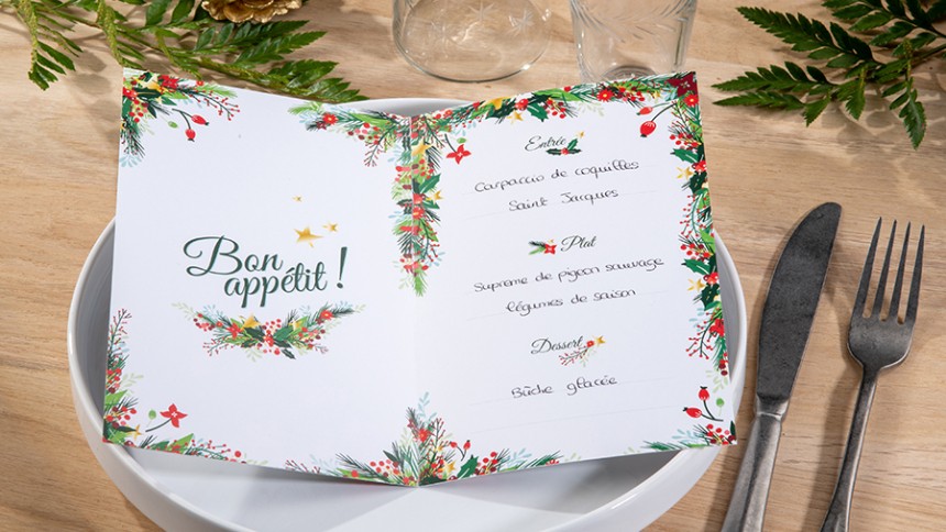 menu de noel nature