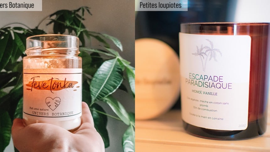 bougies étiquettes papier recyclé