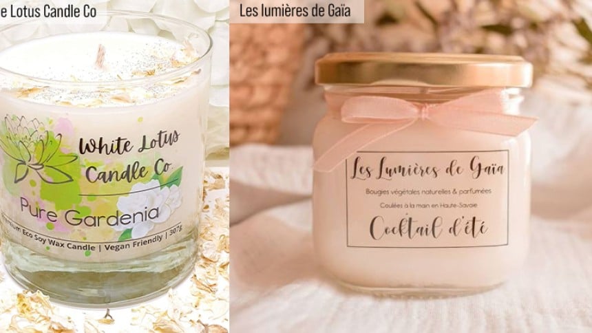 Bougies étiquettes transparentes brillantes