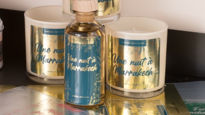 Etiquettes dorées personnalisées pour bougies