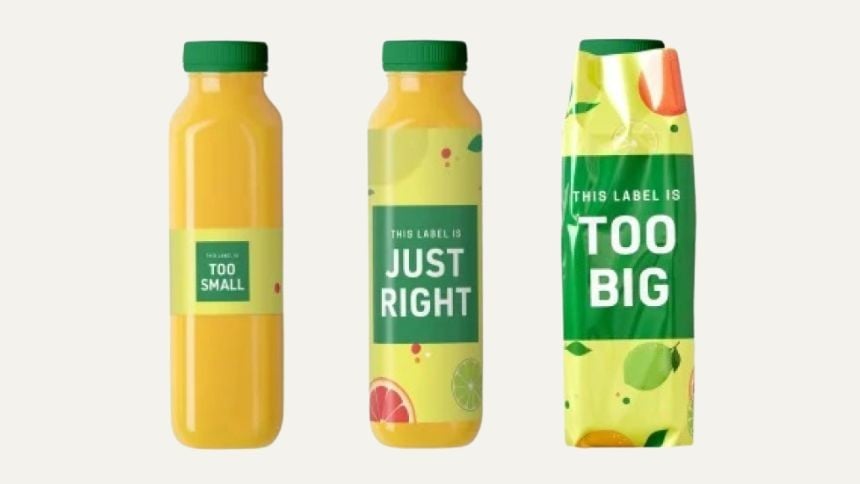 Exemple de différentes tailles d'étiquettes autocollantes personnalisées sur la même bouteille