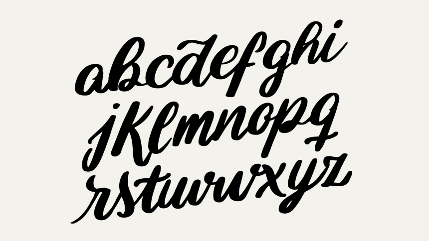 Illustration de l'alphabet avec une police d'écriture manuscrite
