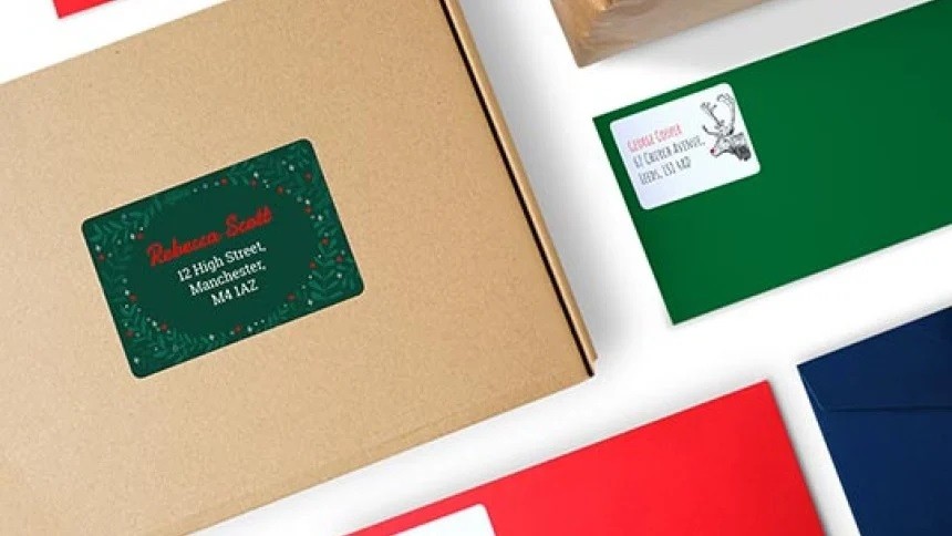 Etiquettes adresses personnalisées avec des designs de Noël