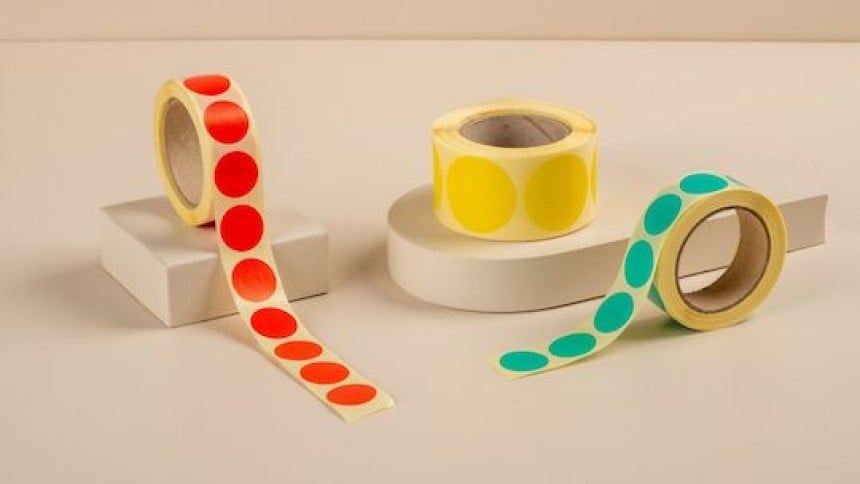 Rouleaux de pastilles de couleur autocollantes