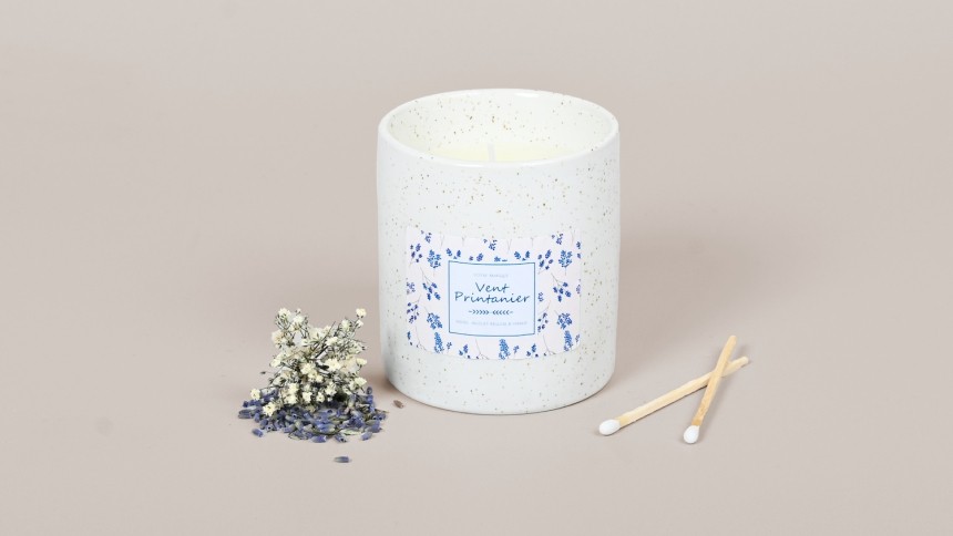 Design etiquettes bougies du parfum Vent Printannier
