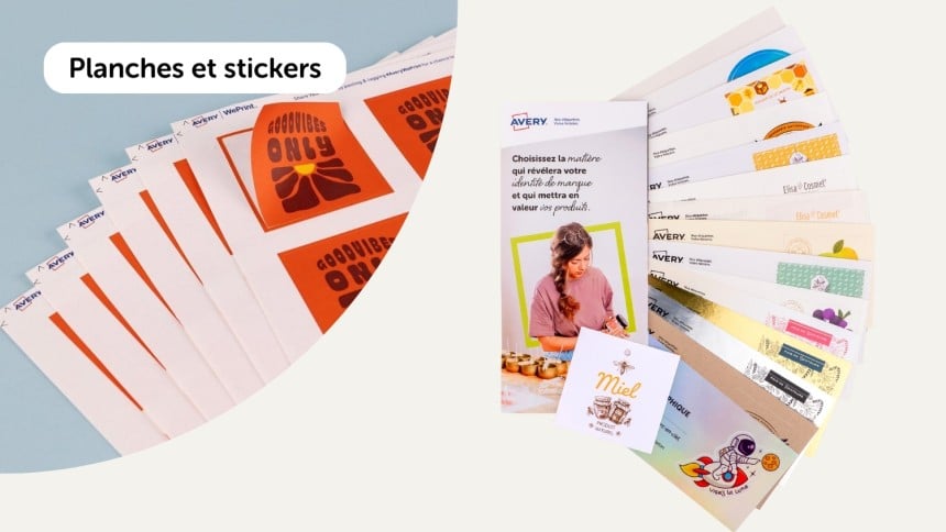 Kit echantillons etiquettes en planches et stickers