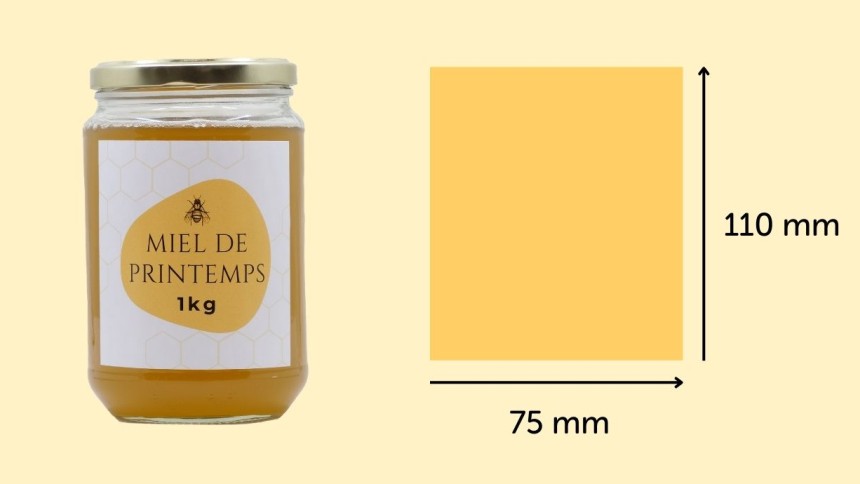 Eitquette pot de miel de 1kg de 75x110mm Eitquette pot de miel de 1kg de 75x110mm