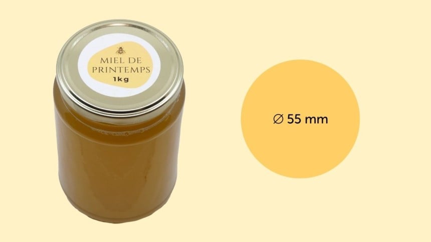 Etiquette pot de miel 1kg ronde 55mm Etiquette pot de miel 1kg ronde 55mm