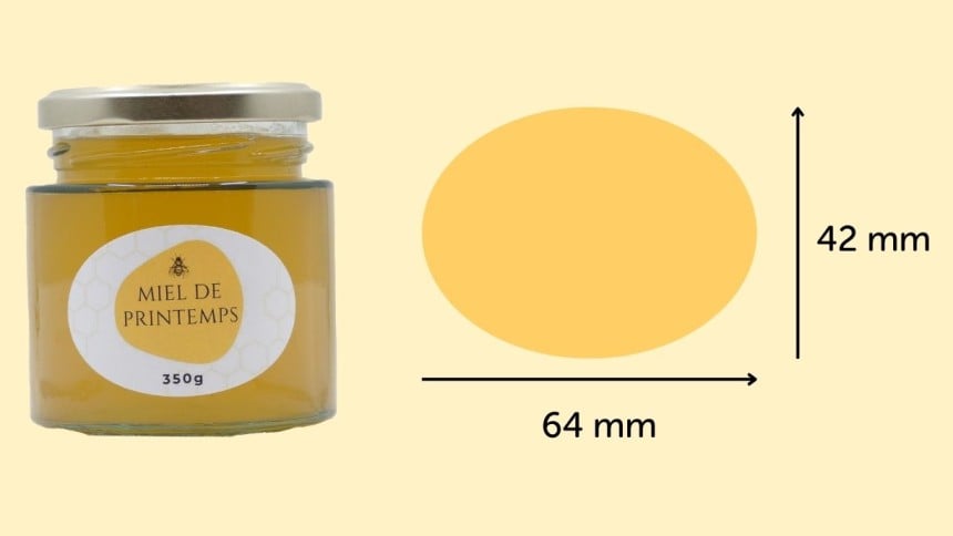 Etiquette pour pot de miel oval 64 x 42mm Etiquette pour pot de miel oval 64 x 42mm