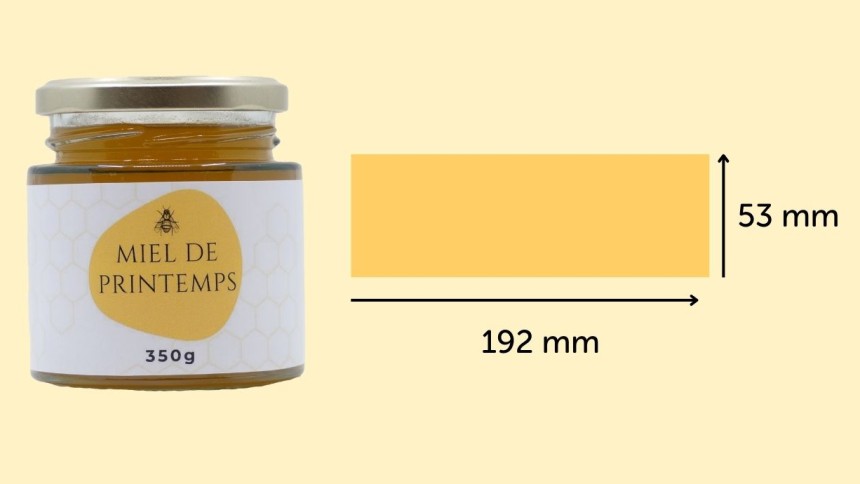 Etiquette pour pot de miel 350g de 192 x 53 mm Etiquette pour pot de miel 350g de 192 x 53 mm