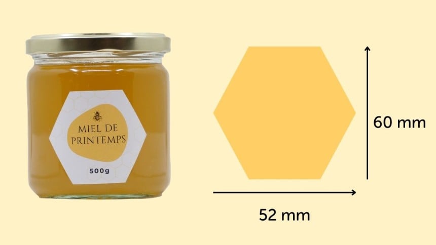 Etiquette pot de miel hexagonale 60 x 52mm Etiquette pot de miel hexagonale 60 x 52mm