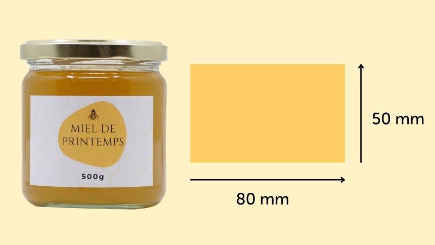 Etiquette miel pot 500g de 80x50mm Etiquette miel pot 500g de 80x50mm