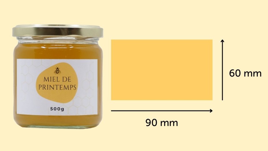 Etiquette miel 500g de 90x60mm Etiquette miel 500g de 90x60mm