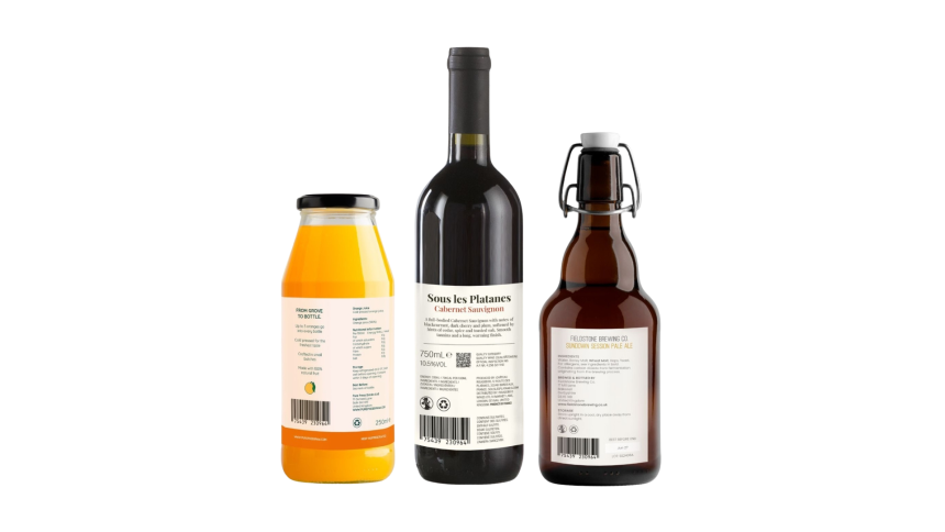 boissons avec étiquette réglementaire