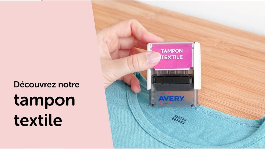 AVERY - Tampon Textile Résistant au Lavage & - Sachet de 36 étiquettes  autocollantes pour vêtements, Format 45 x 13 mm