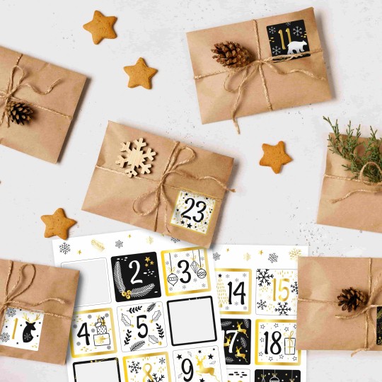 étiquettes Noël scintillant