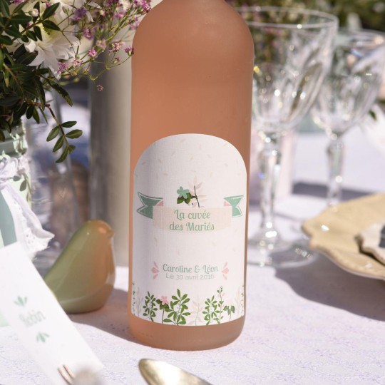 étiquette personnalisée bouteille mariage