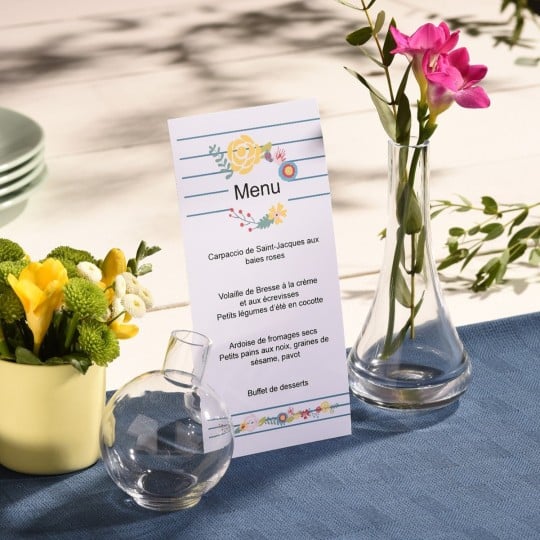 Menu de mariage personnalisé