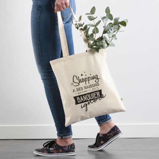 Tote bag shopping personnalisé avec un transfert textile