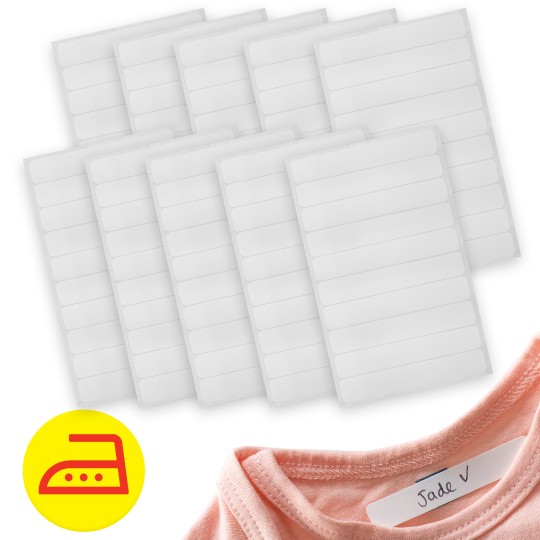 100 étiquettes vêtements thermocollantes