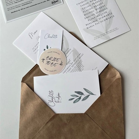 echantillon etiquette et papeterie de mariage
