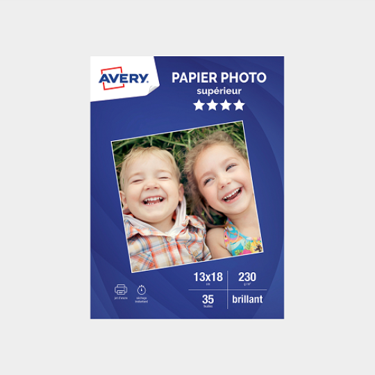 Papier photo brillant 13 x 18 cm Avery