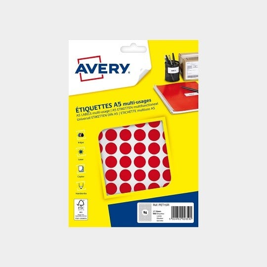 Pastilles rouges autocollantes rondes