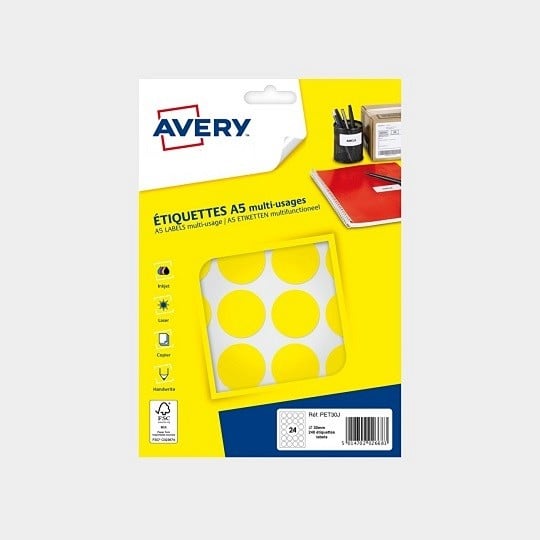 Pastilles jaunes autocollantes rondes