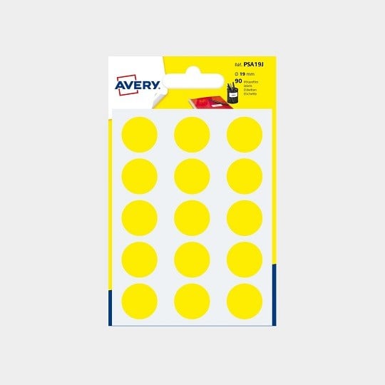 Pastilles jaunes autocollantes rondes