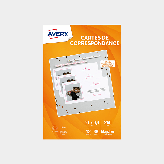 Cartes de correspondance vierges Avery C3258-12