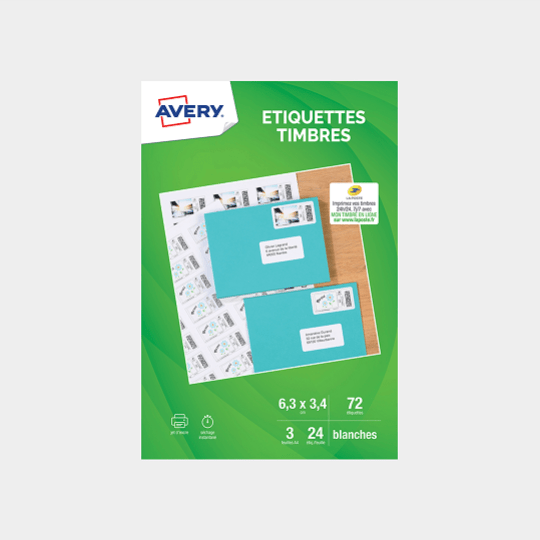Etiquettes timbres autocollantes Avery J8159-3