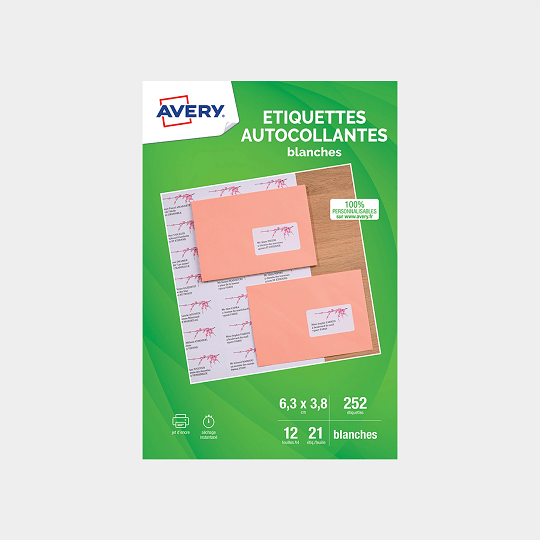 Etiquettes adresses autocollantes Avery J8160-12