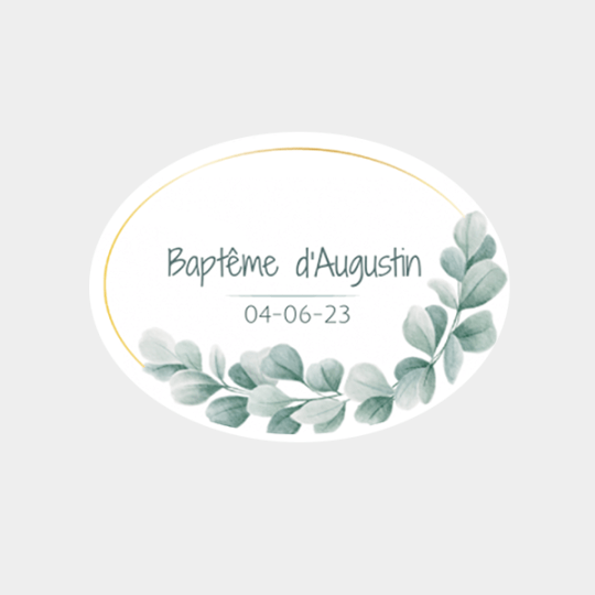 design d'étiquette ovale baptême avec des fleurs