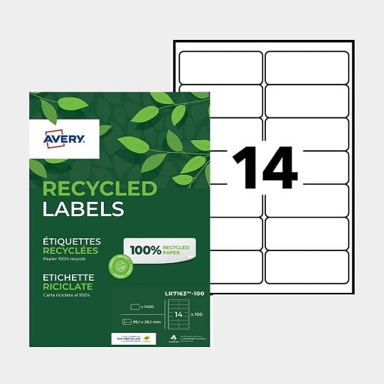 Planches A4 d'étiquettes recyclées autocollantes LR7163-100