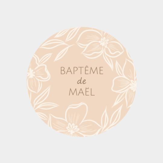 design d'étiquette ronde baptême avec des fleurs