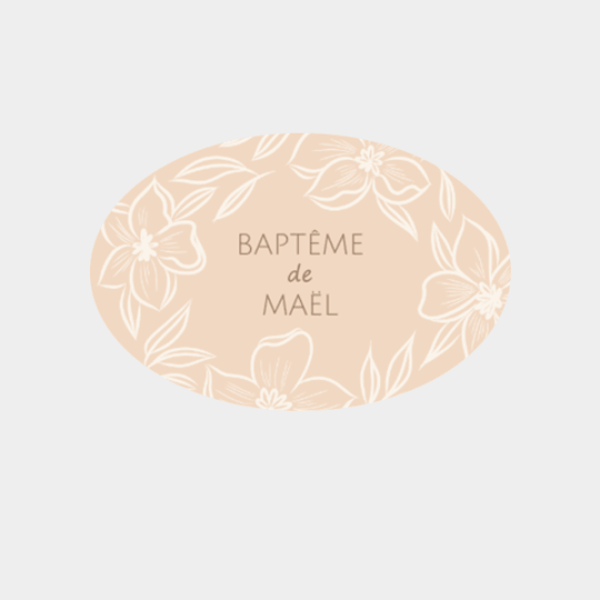 design d'étiquette ovale baptême avec des fleurs