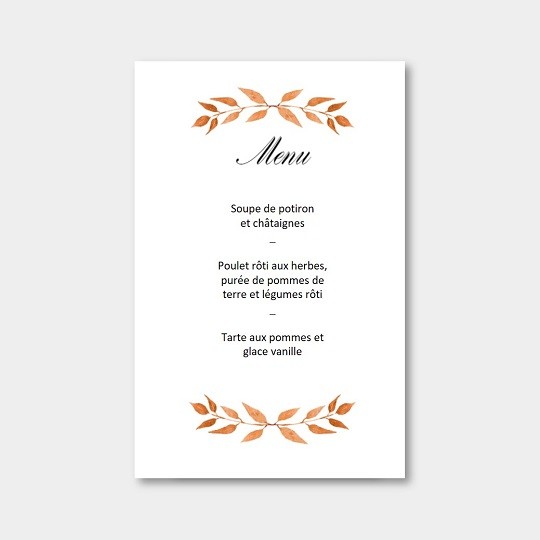 Carte menu personnalisée