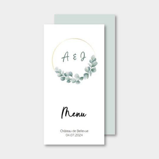 Carte menu personnalisée recto verso